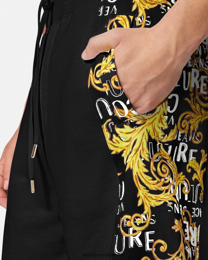 hombres shorts deportivos de alta costura con logo Versace oro negro 2RP40F2422 ropa