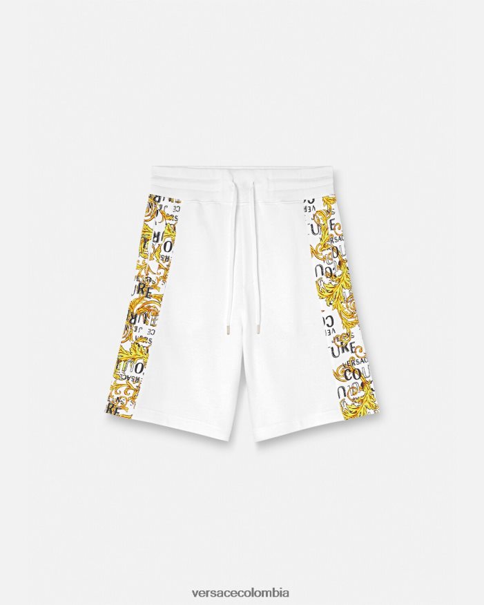 hombres shorts deportivos de alta costura con logo Versace oro y blanco 2RP40F2424 ropa