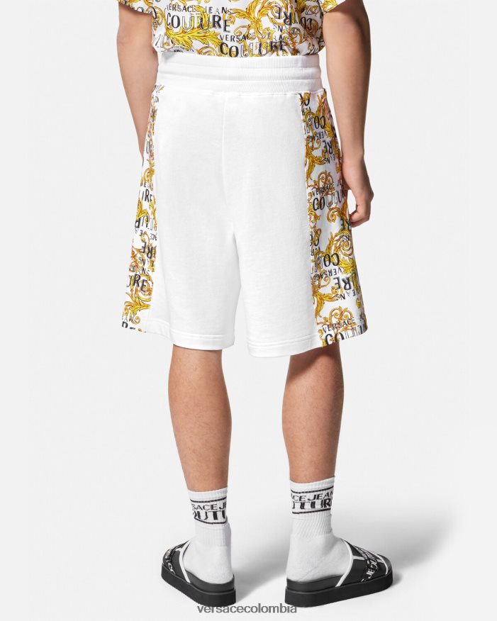 hombres shorts deportivos de alta costura con logo Versace oro y blanco 2RP40F2424 ropa