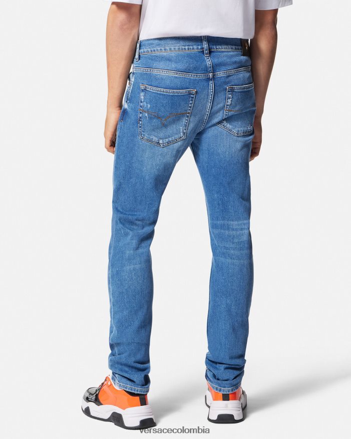 hombres vaqueros ajustados Versace azul 2RP40F2419 ropa