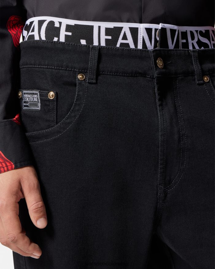 hombres vaqueros con logo en la cinturilla Versace negro 2RP40F2365 ropa