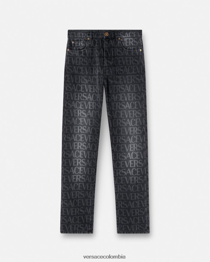 hombres vaqueros por toda la prenda Versace negro y estampado 2RP40F1446 ropa
