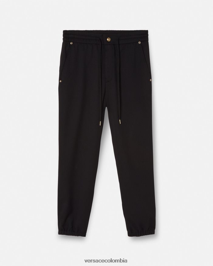 hombres pantalones deportivos con emblema en V Versace negro 2RP40F2367 ropa
