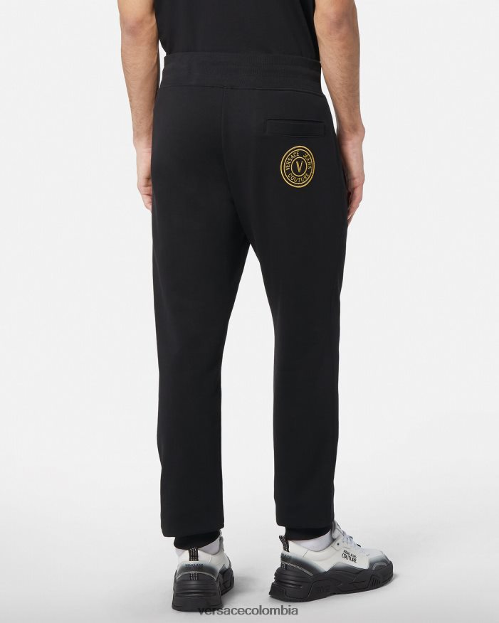hombres pantalones deportivos con emblema en V Versace oro negro 2RP40F2436 ropa