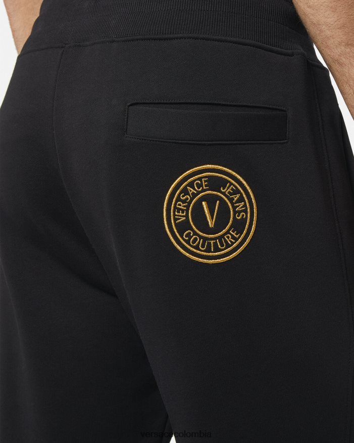 hombres pantalones deportivos con emblema en V Versace oro negro 2RP40F2436 ropa