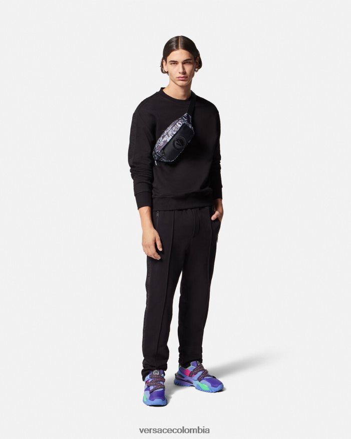 hombres pantalones deportivos con logo Versace negro 2RP40F2433 ropa
