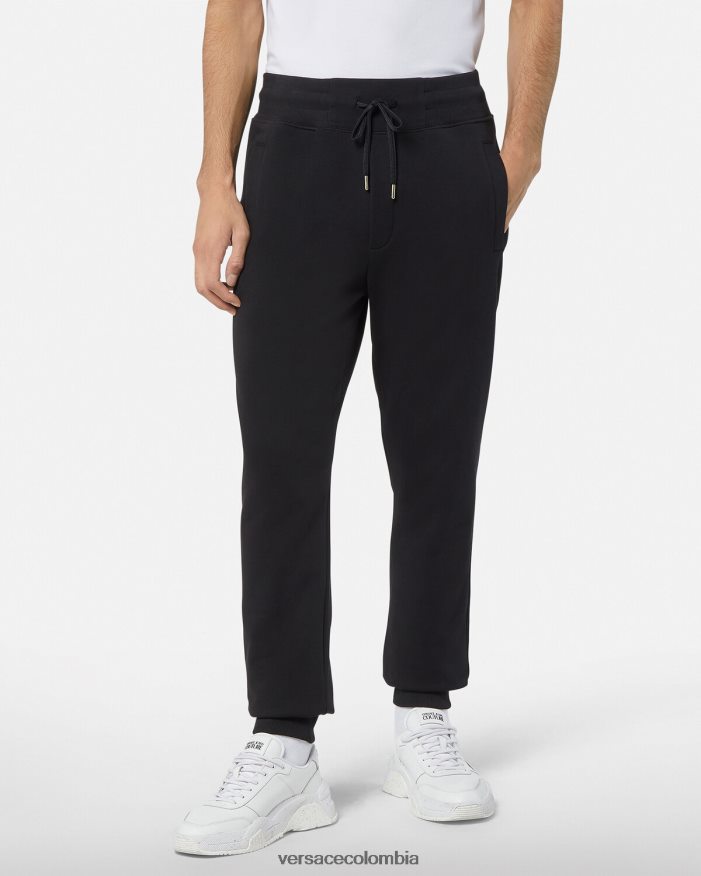 hombres pantalones deportivos con logo Versace oro negro 2RP40F2437 ropa