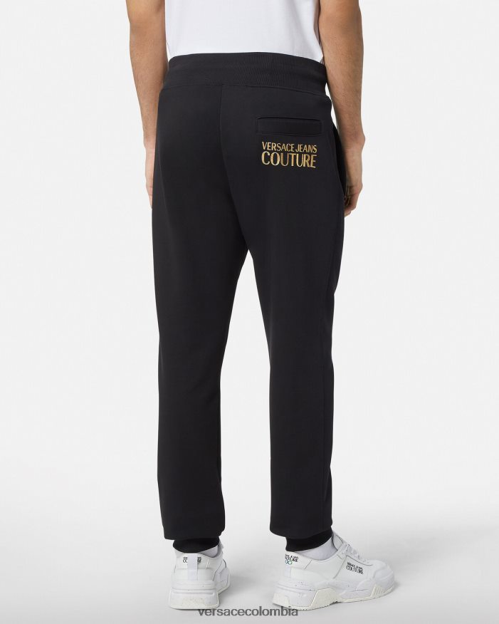 hombres pantalones deportivos con logo Versace oro negro 2RP40F2437 ropa