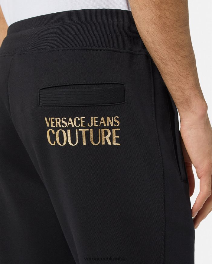 hombres pantalones deportivos con logo Versace oro negro 2RP40F2437 ropa
