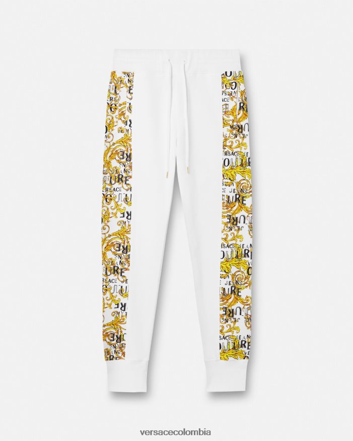 hombres pantalones deportivos de alta costura con logo Versace oro y blanco 2RP40F2425 ropa