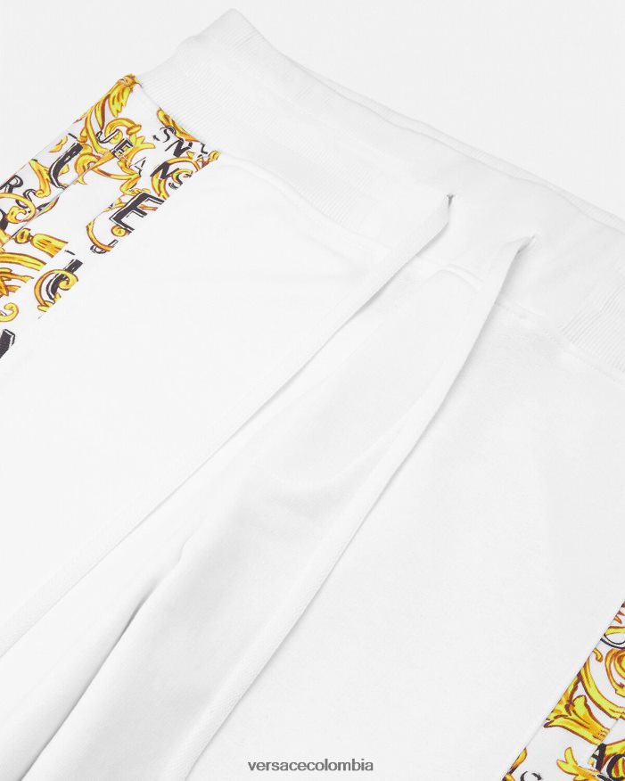hombres pantalones deportivos de alta costura con logo Versace oro y blanco 2RP40F2425 ropa