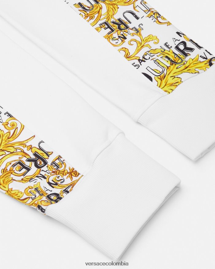 hombres pantalones deportivos de alta costura con logo Versace oro y blanco 2RP40F2425 ropa