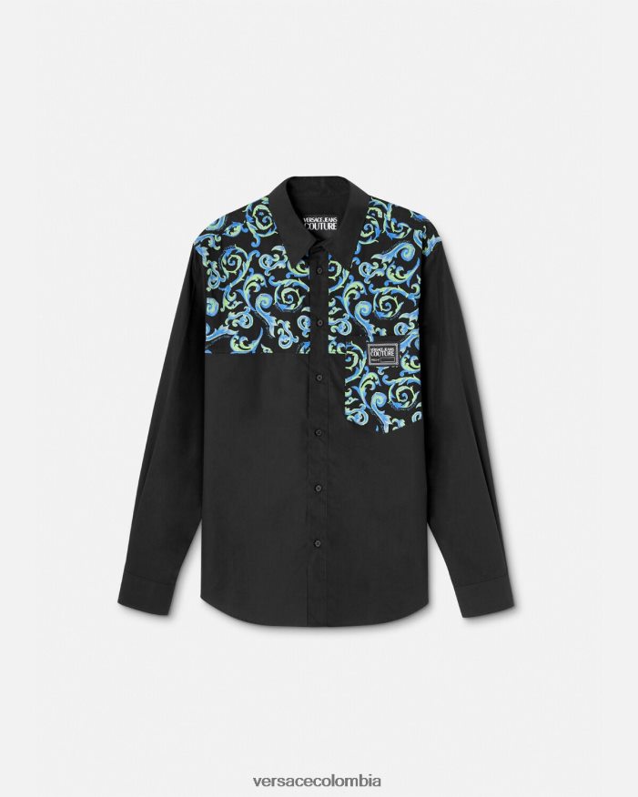 hombres boceto de camisa de alta costura Versace blanco negro 2RP40F2375 ropa