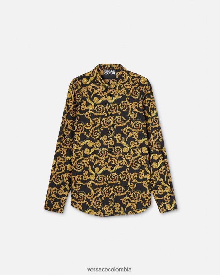 hombres boceto de camisa de alta costura Versace oro negro 2RP40F2376 ropa