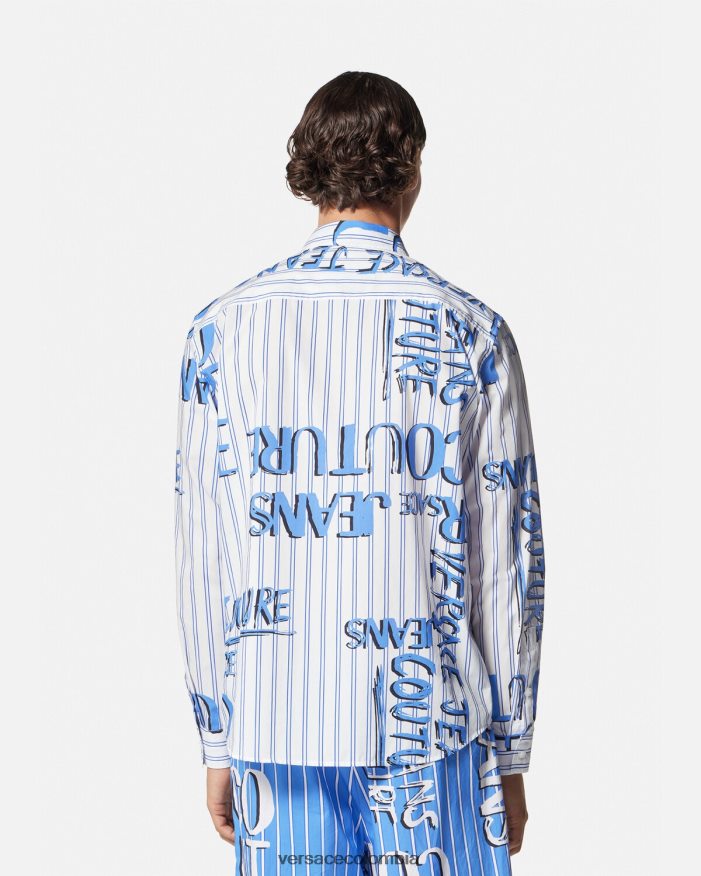 hombres camisa con logo y garabato Versace blanco 2RP40F2374 ropa