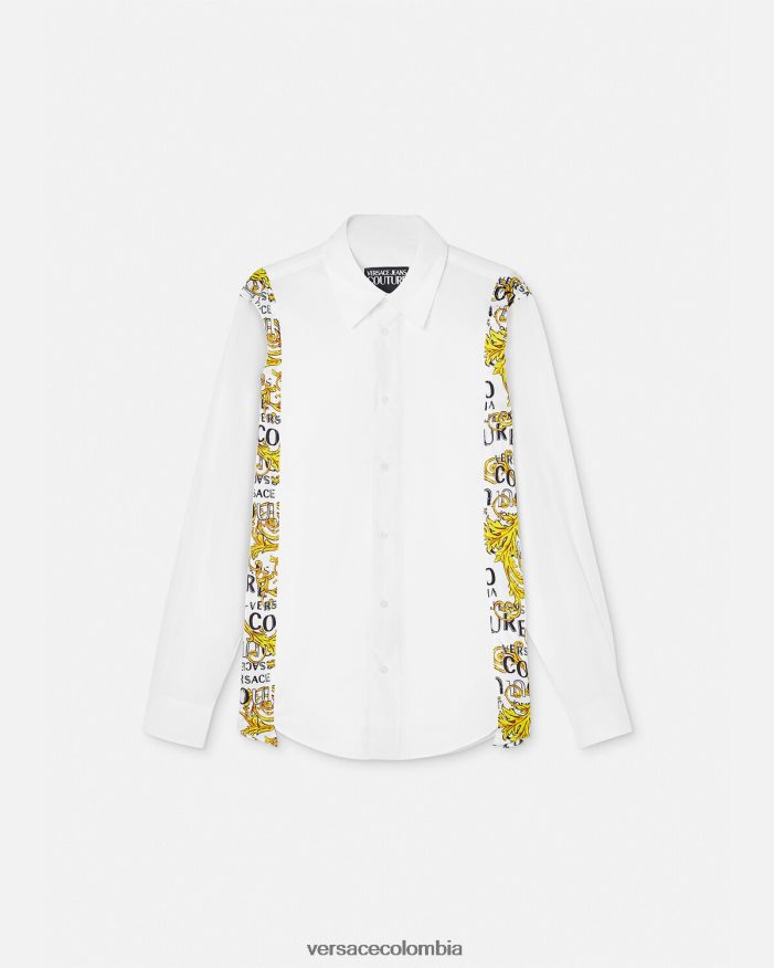 hombres camisa de alta costura con logo Versace blanco 2RP40F2399 ropa