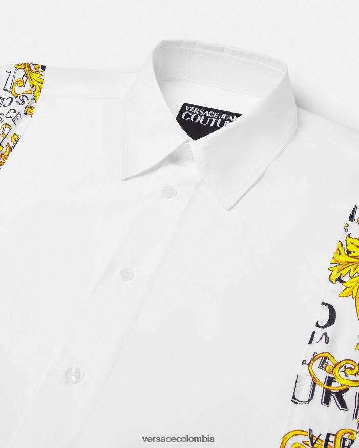 hombres camisa de alta costura con logo Versace blanco 2RP40F2399 ropa