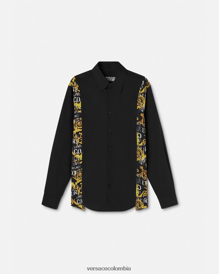 hombres camisa de alta costura con logo Versace negro 2RP40F2397 ropa
