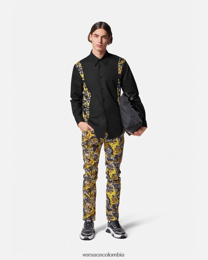 hombres camisa de alta costura con logo Versace negro 2RP40F2397 ropa
