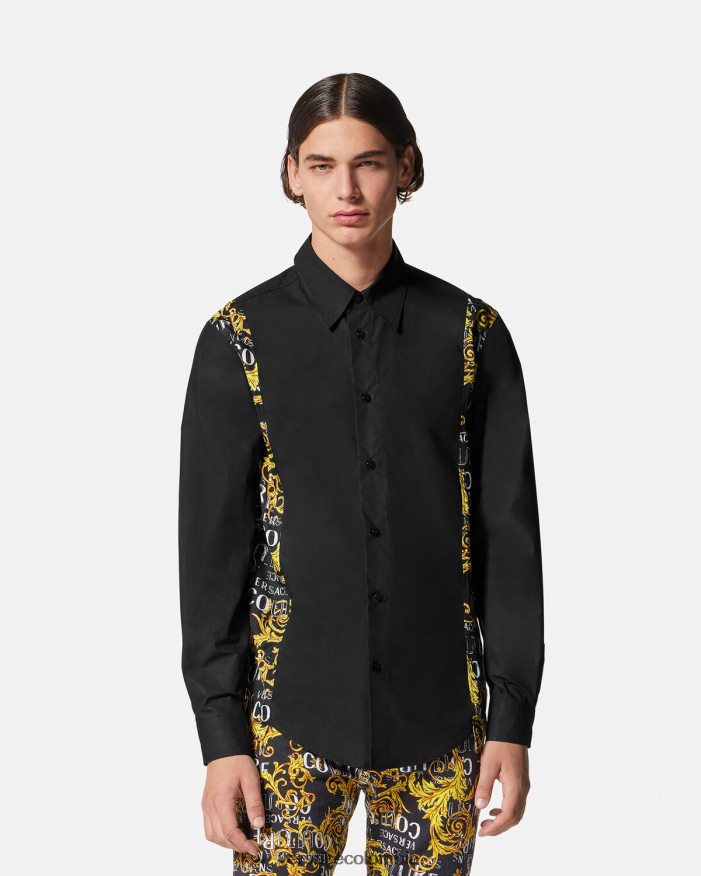 hombres camisa de alta costura con logo Versace negro 2RP40F2397 ropa