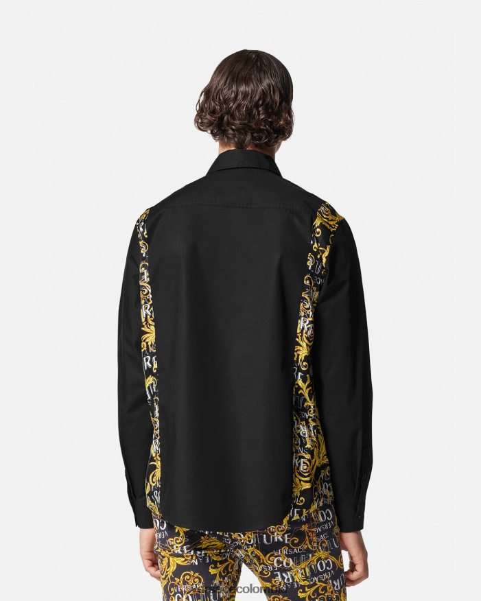 hombres camisa de alta costura con logo Versace negro 2RP40F2397 ropa