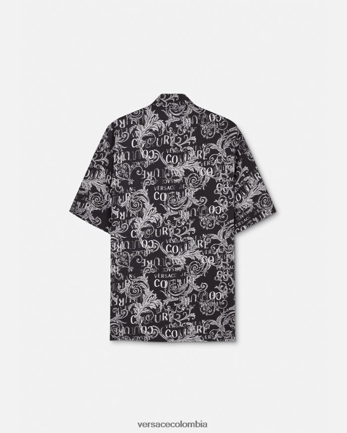 hombres camisa de alta costura con logo Versace negro y estampado 2RP40F2398 ropa