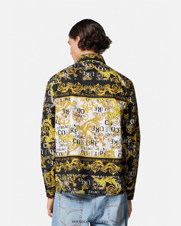 hombres camisa de alta costura con logo Versace oro negro 2RP40F2393 ropa