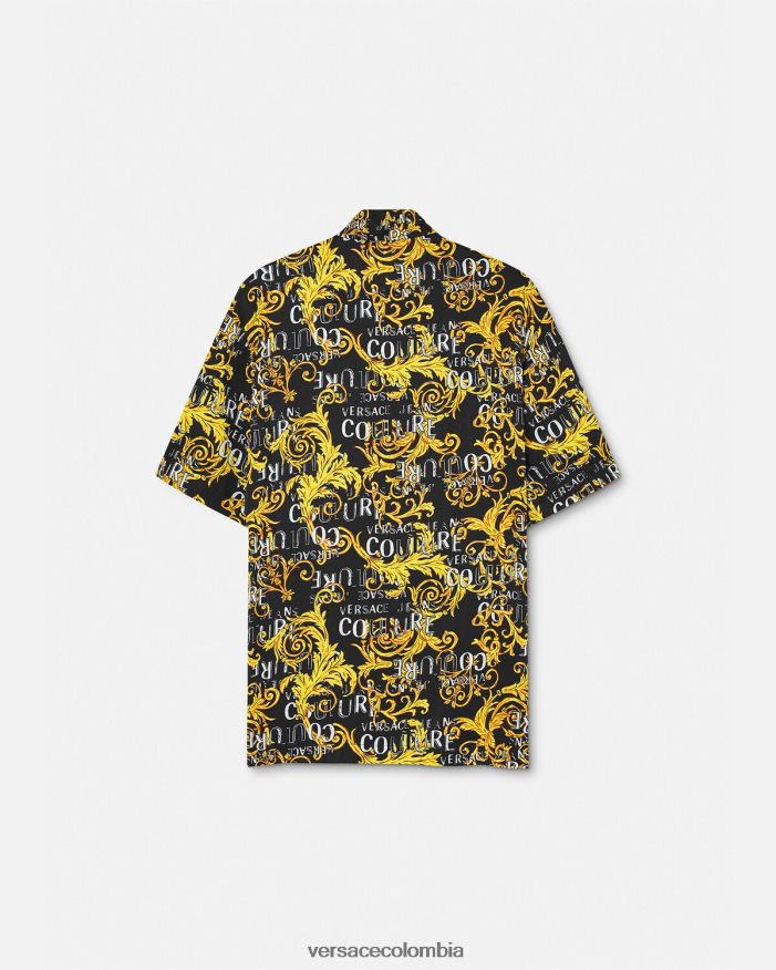 hombres camisa de alta costura con logo Versace oro negro 2RP40F2394 ropa