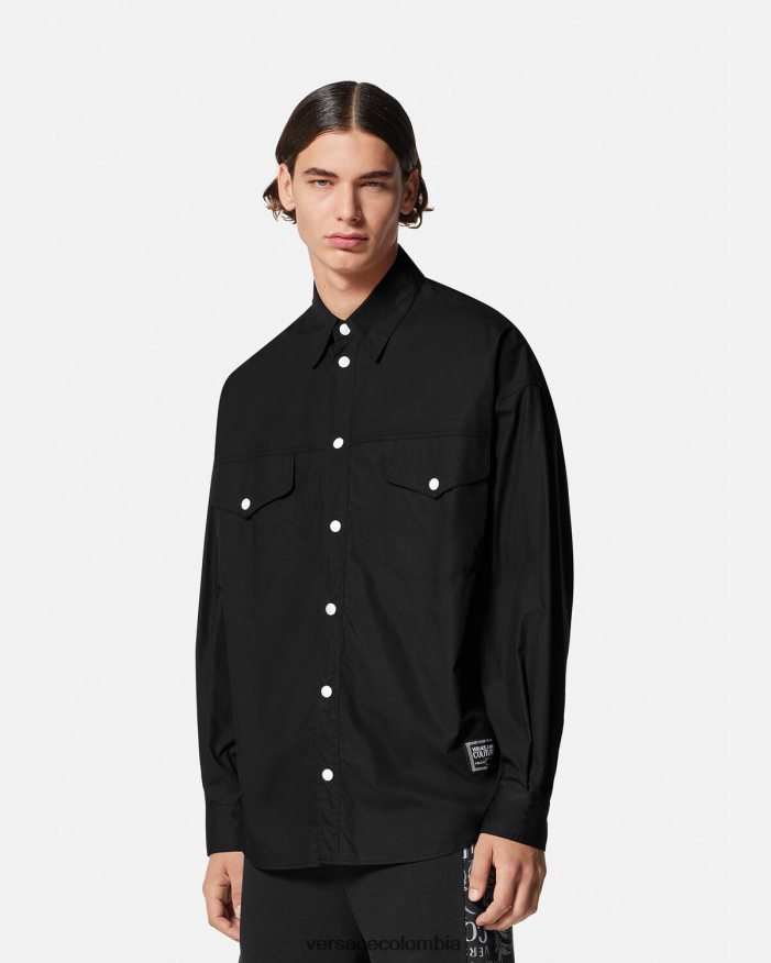 hombres camiseta con logo y número de pieza Versace negro 2RP40F2401 ropa