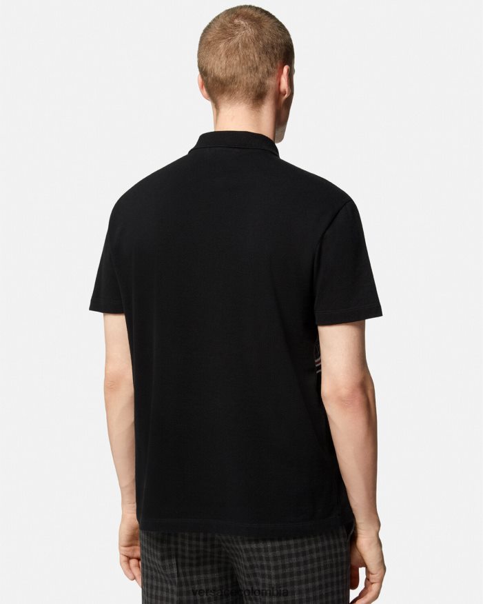 hombres playera tipo polo con bordado de Medusa Versace negro 2RP40F1395 ropa