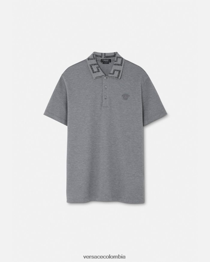 hombres playera tipo polo con greca Versace gris 2RP40F1358 ropa