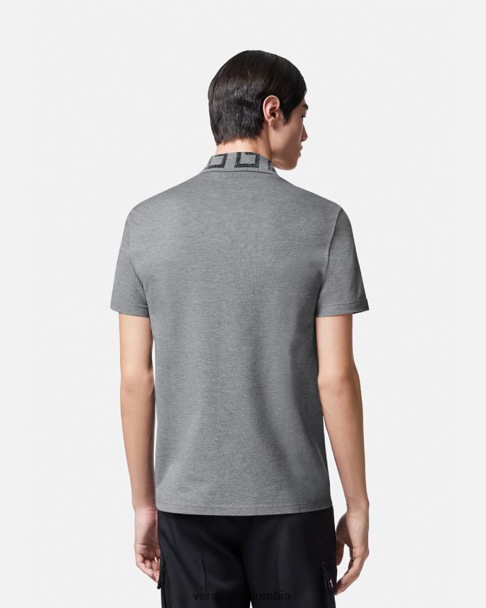 hombres playera tipo polo con greca Versace gris 2RP40F1358 ropa