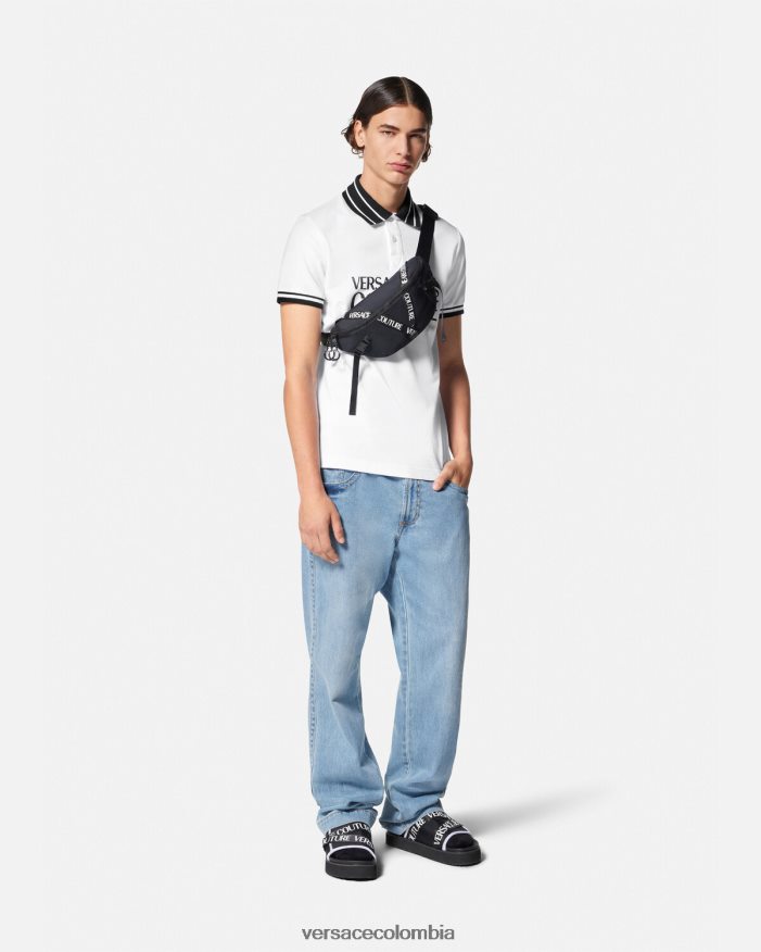 hombres playera tipo polo con logo Versace blanco 2RP40F2360 ropa