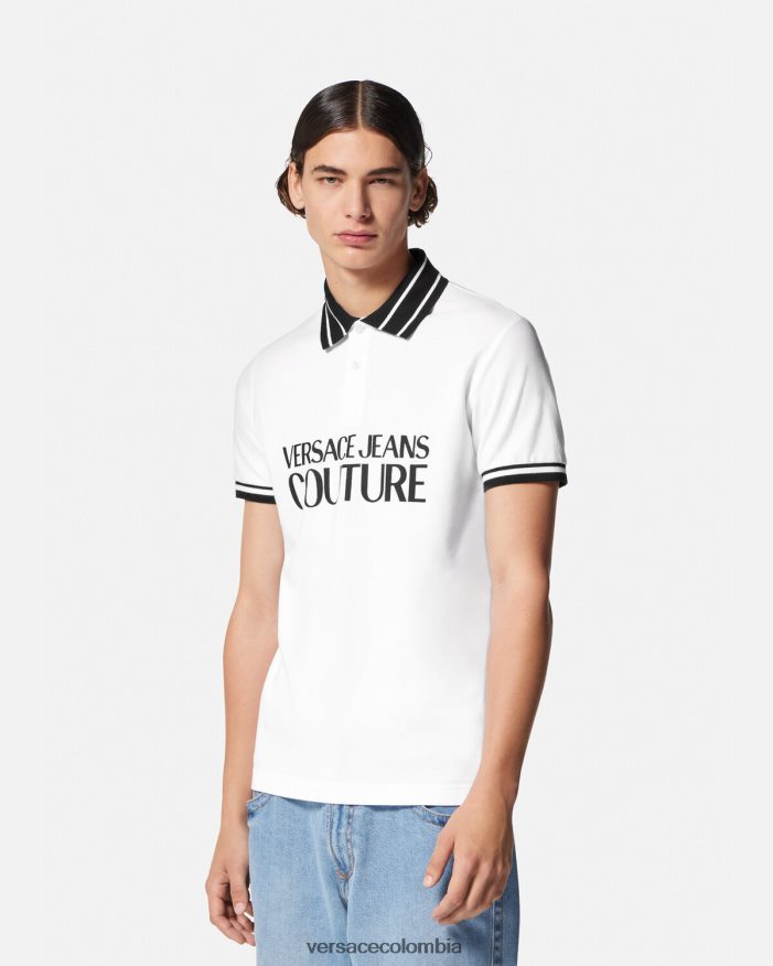 hombres playera tipo polo con logo Versace blanco 2RP40F2360 ropa