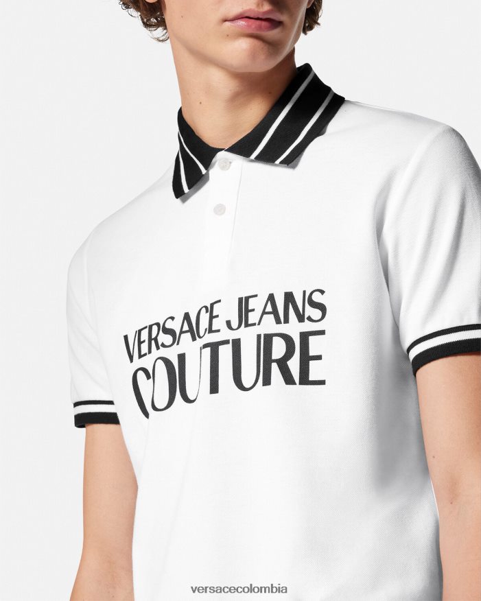 hombres playera tipo polo con logo Versace blanco 2RP40F2360 ropa