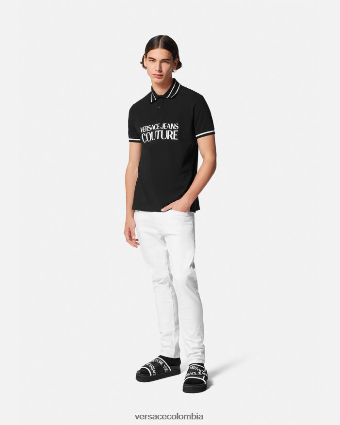 hombres playera tipo polo con logo Versace negro 2RP40F2361 ropa