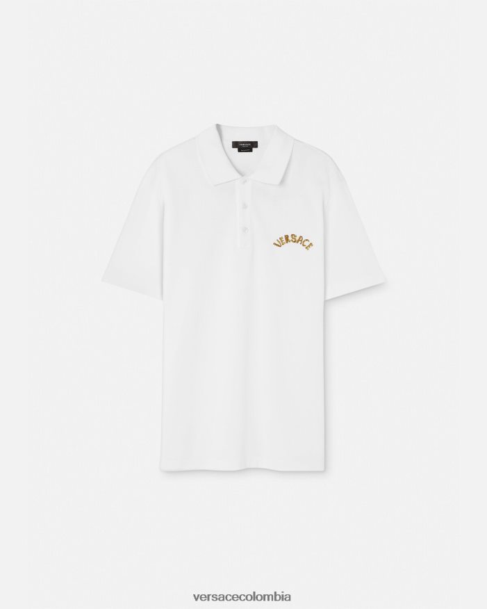 hombres playera tipo polo con logo barroco y conchas marinas Versace blanco 2RP40F1361 ropa