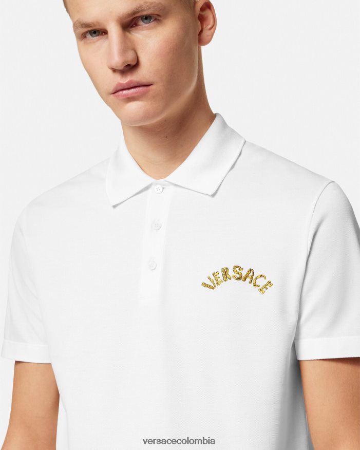 hombres playera tipo polo con logo barroco y conchas marinas Versace blanco 2RP40F1361 ropa