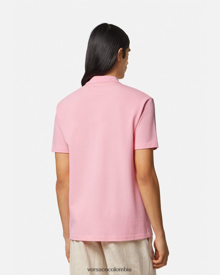 hombres playera tipo polo con logo barroco y conchas marinas Versace rosa 2RP40F1365 ropa