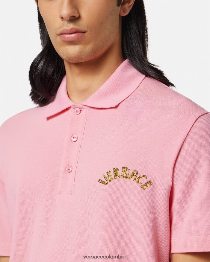 hombres playera tipo polo con logo barroco y conchas marinas Versace rosa 2RP40F1365 ropa