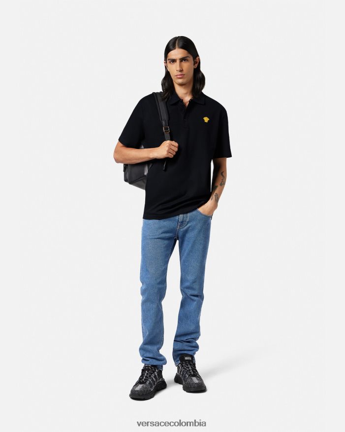 hombres playera tipo polo con medusa Versace negro 2RP40F1373 ropa