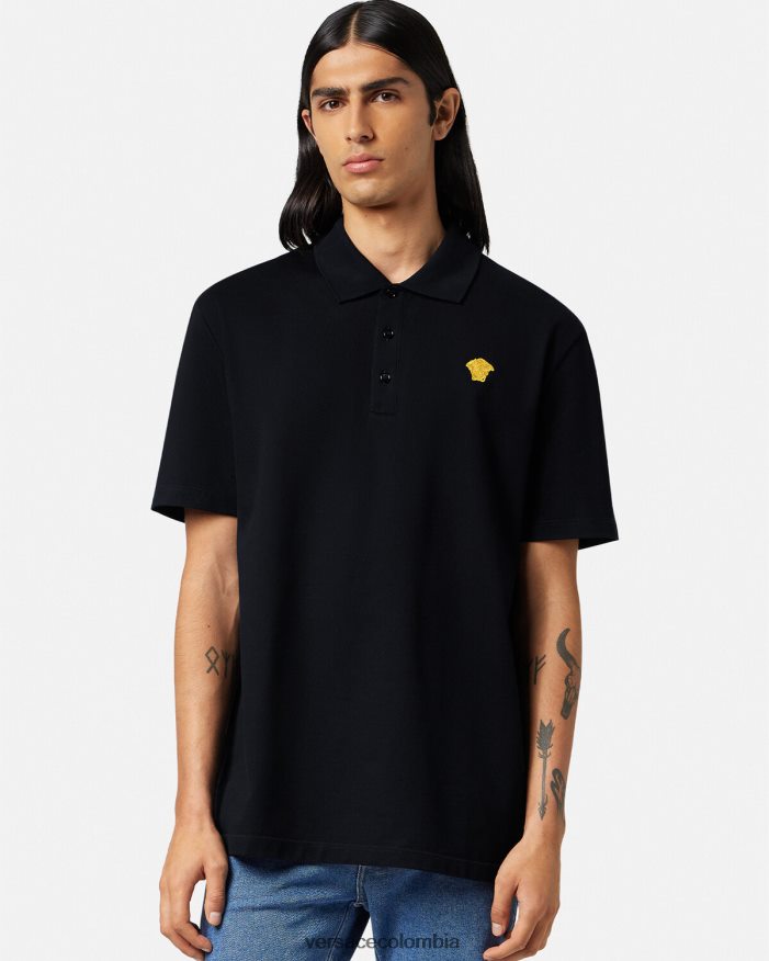 hombres playera tipo polo con medusa Versace negro 2RP40F1373 ropa