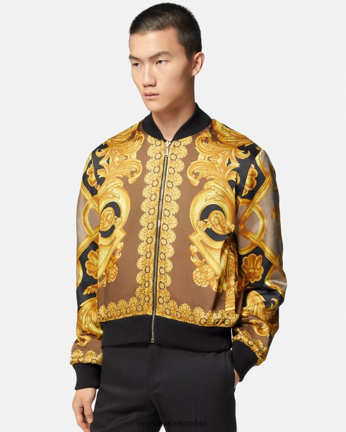 hombres chaqueta bomber reversible barroco 660 Versace negro 2RP40F1351 ropa