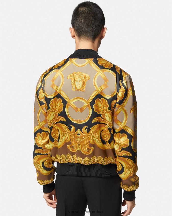 hombres chaqueta bomber reversible barroco 660 Versace negro 2RP40F1351 ropa