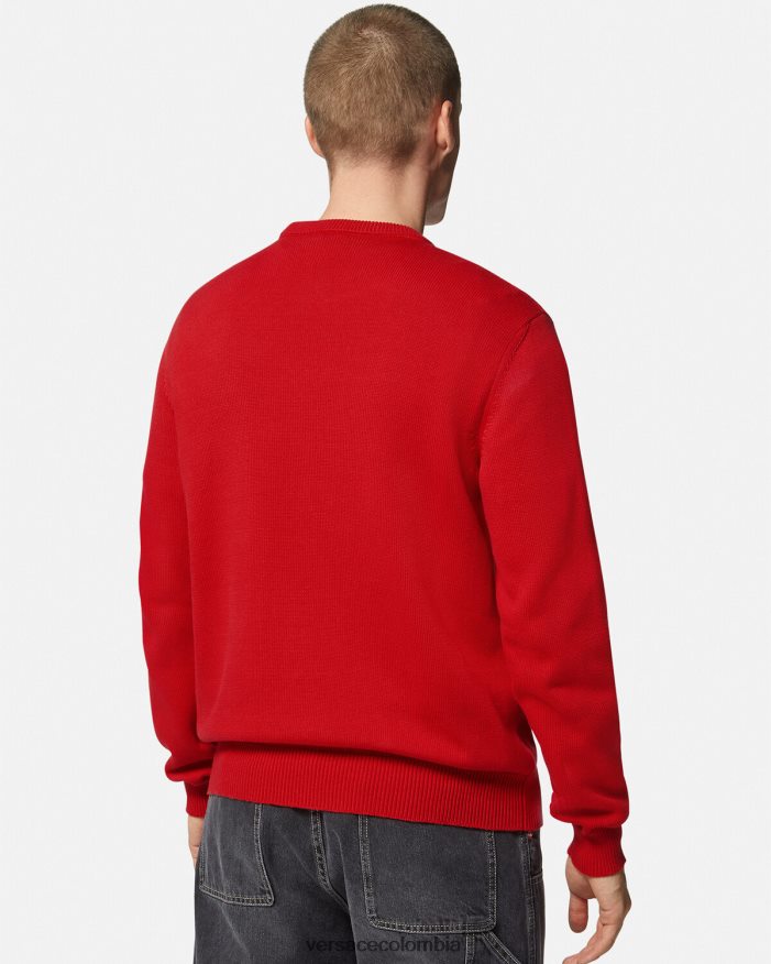 hombres suéter con bordado barroco en intarsia Versace rojo 2RP40F1345 ropa