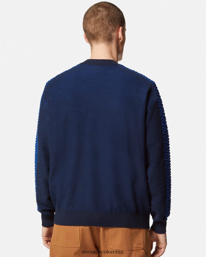hombres suéter de felpa con medusa la greca Versace azul 2RP40F1338 ropa