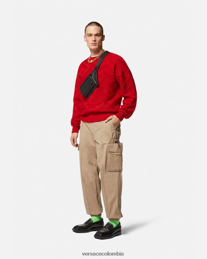 hombres suéter de punto la greca Versace rojo 2RP40F1342 ropa