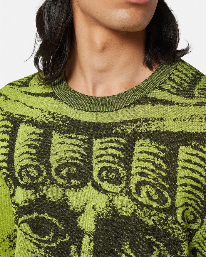 hombres suéter jacquard la maschera Versace verde 2RP40F1336 ropa
