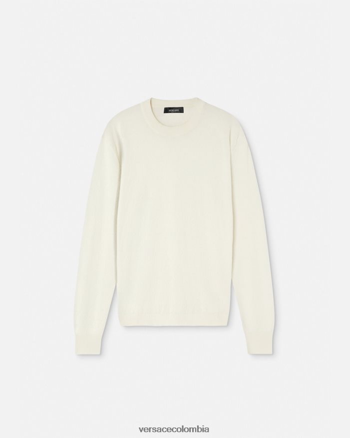 hombres suéter la greca en mezcla de seda Versace beige 2RP40F1326 ropa