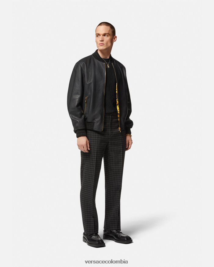 hombres suéter la greca en mezcla de seda Versace negro 2RP40F1332 ropa